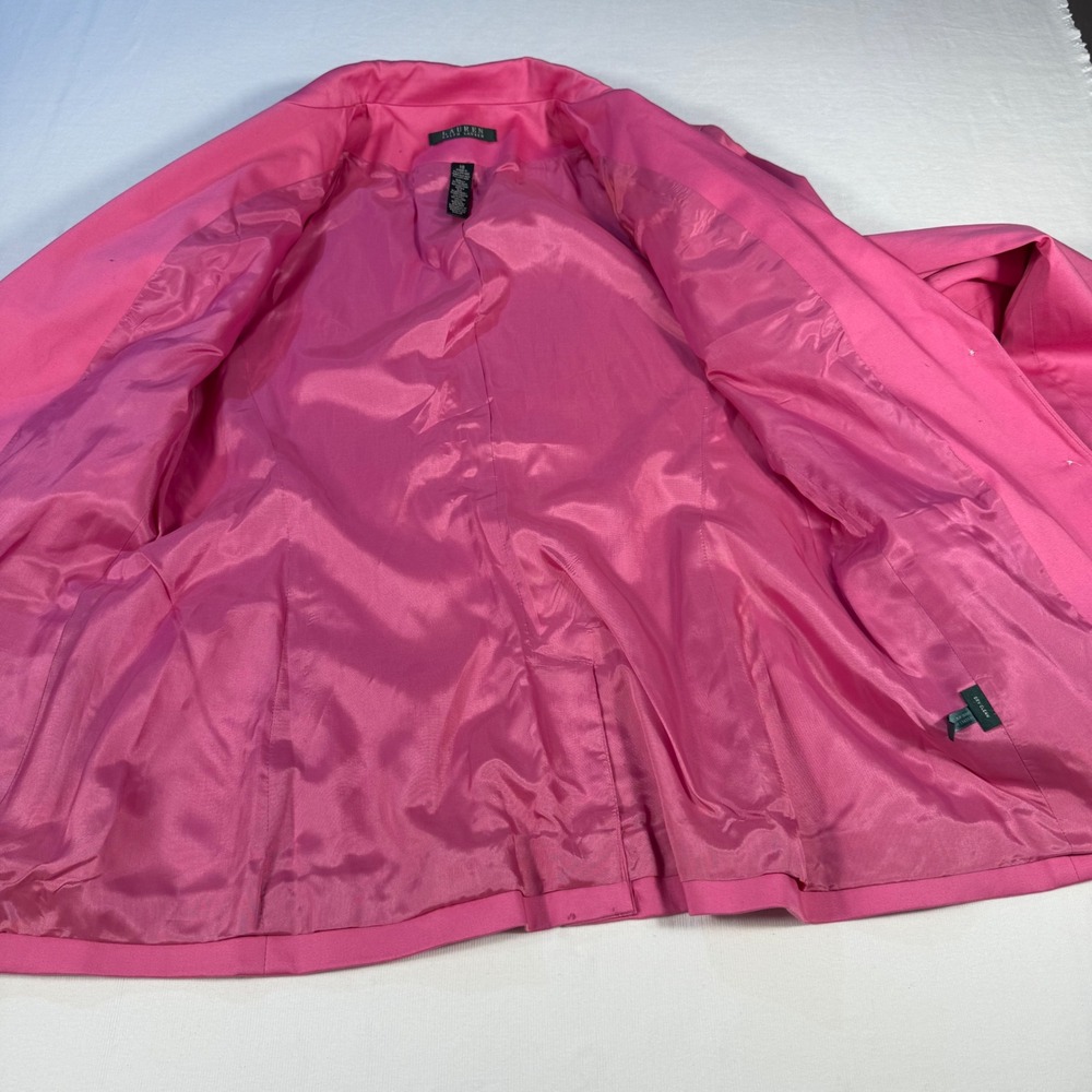 Lauren Ralph Lauren Pink Cotton Blazer Embroidery Logo Preppy Barbie Size 10 Y2K - Picture 12 of 16